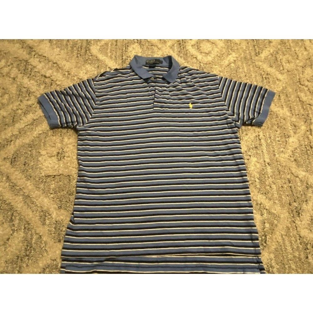 Ralph Lauren Polo Shirt Large Blue Adult Yellow Pony Men's
